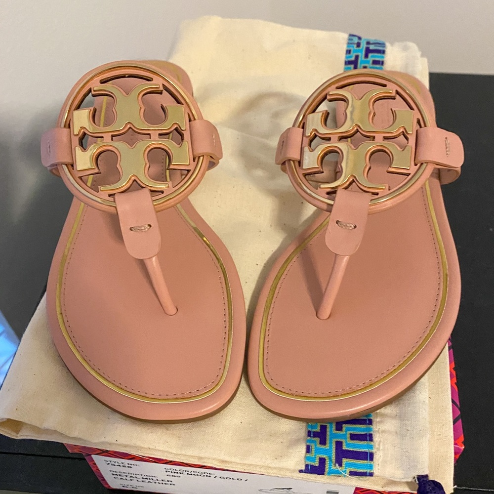 Tory Burch miller sandals.color: pink moon/gold